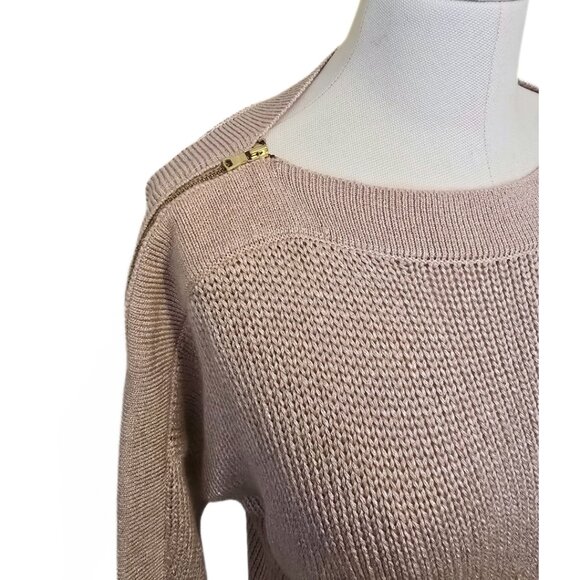 Dusty Pink GAP Knit Top w Zippers Short Sleeve Pastel Cute Womens T Shirt Size M - Picture 5 of 10